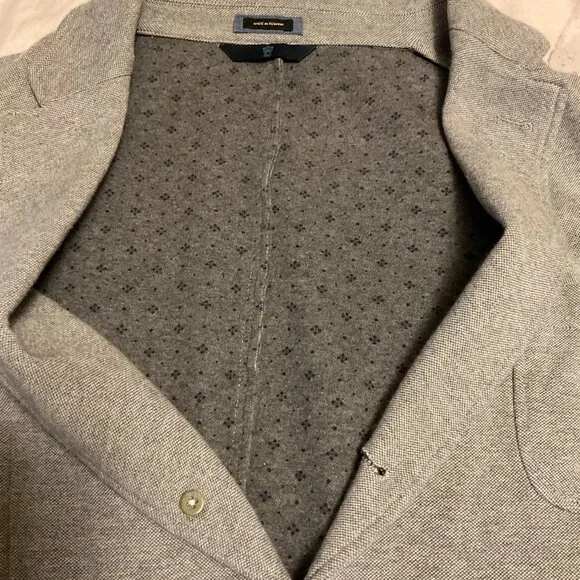 Massimo Dutti Grey Knit Blazer Jacket 48R Soft Tailored Casual - Picture 3 of 11